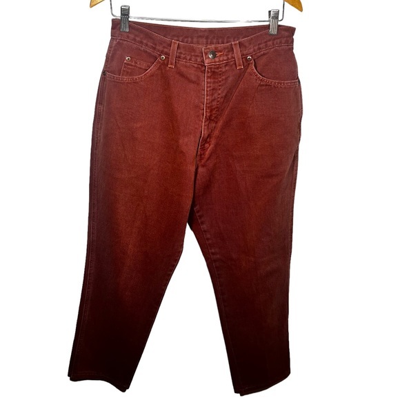Vintage Lands’ End High‎ Rise Maroon Denim Straight Jeans - Picture 1 of 7